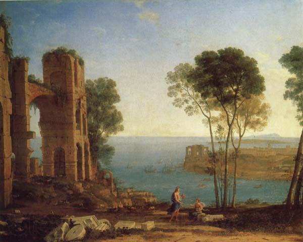 Claude Lorrain The Harbor of Baiae with Apollo and the Cumaean Sibyl Norge oil painting art